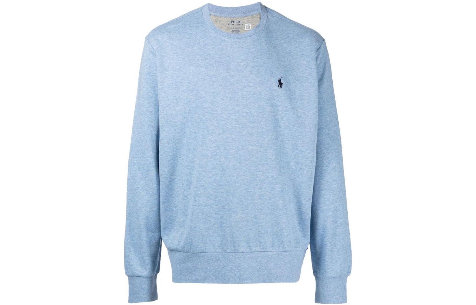 Ralph Lauren SS22 Solid Embroidered Logo Pullover Sweatshirt Blue Menswear 710680921-015