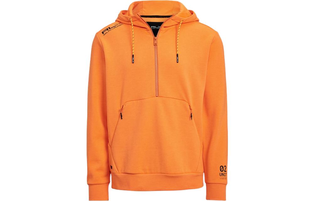 Ralph Lauren SS22 Solid Letter Print Half-Zip Hoodie Orange - MNRXKNI16820014-800