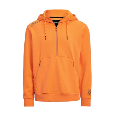 Ralph Lauren SS22 Solid Letter Print Half-Zip Hoodie Orange - MNRXKNI16820014-800