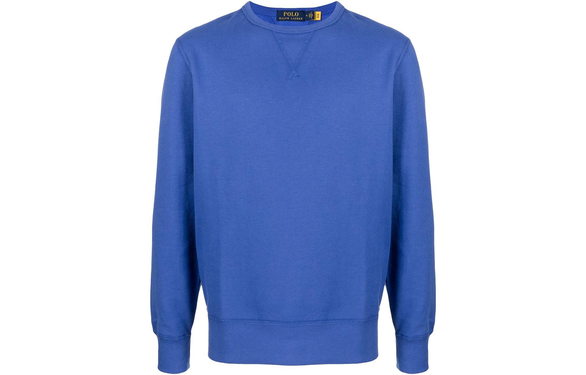 Ralph Lauren SS22 Solid Logo Embroidered Crewneck Sweatshirt Blue 710766772-028