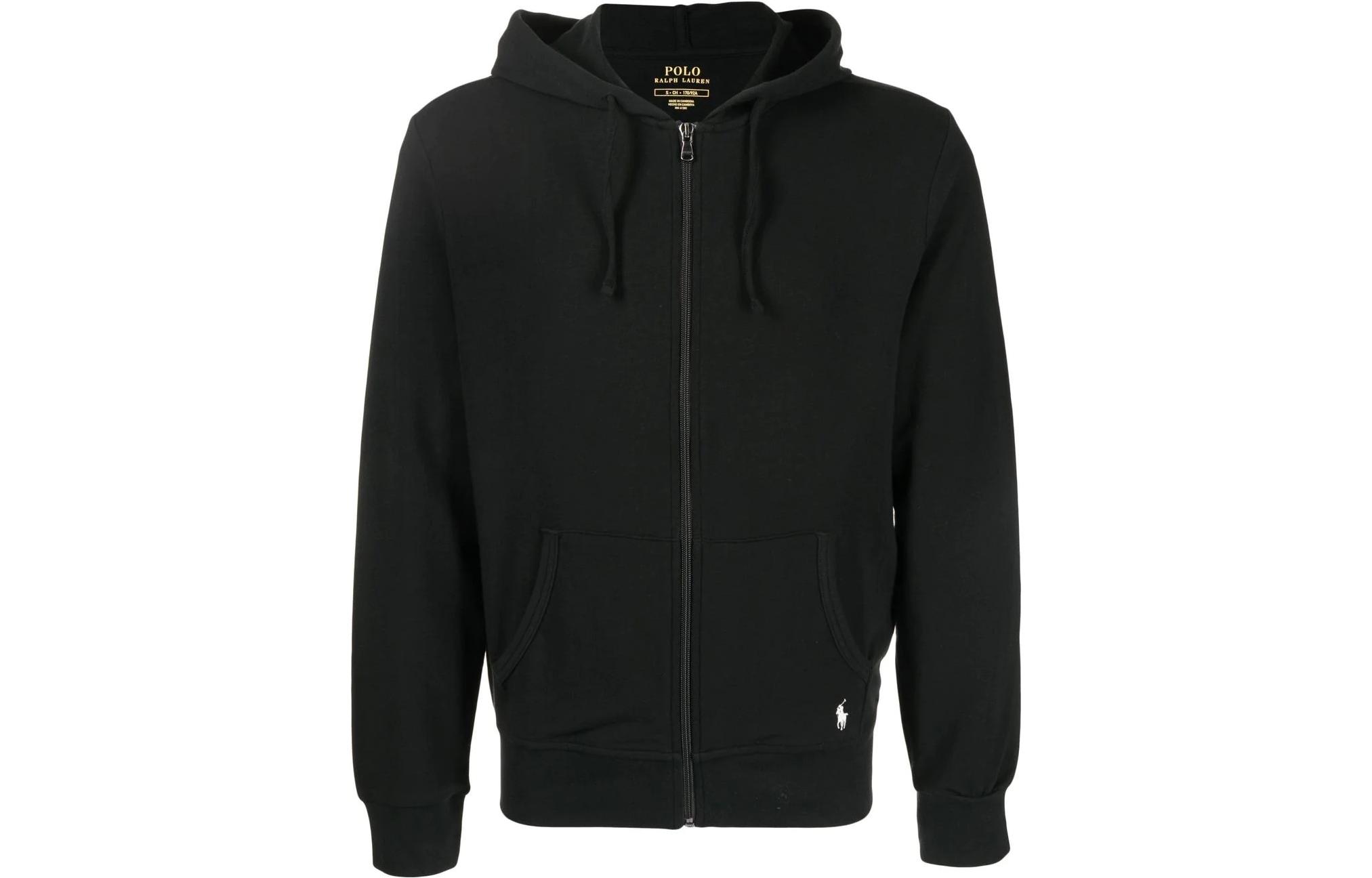 Ralph Lauren SS22 Solid Logo Zip Hoodie Jacket Black 714862626-002