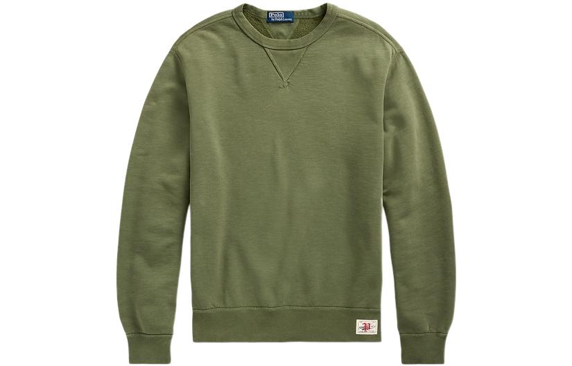Ralph Lauren SS22 Solid Velvet Crewneck Sweatshirt Men’s Army Green RL14552-300