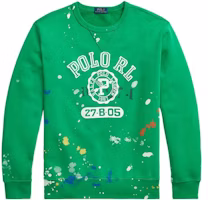 Ralph Lauren SS22 Splatter Logo Print Green Crewneck Sweatshirt Men MNPOKNI16821991-300 Ralph Lauren SS22 Splatter Logo Print Green Crewneck Sweatshirt Men MNPOKNI16821991-300