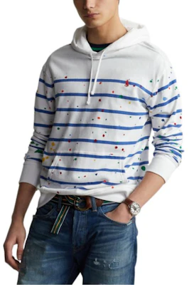 ラルフローレン SS22 スプラッターストライププリントフーディー ホワイト MNPOKNI16821853-100 Shop ラルフローレン SS22 スプラッターストライププリントフーディー ホワイト MNPOKNI16821853-100