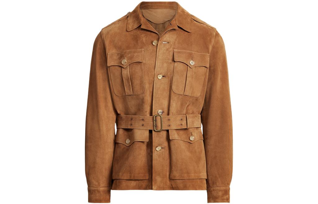 Ralph Lauren SS22 Suede Belted Cashmere Jacket Khaki MNPLSPC27620215