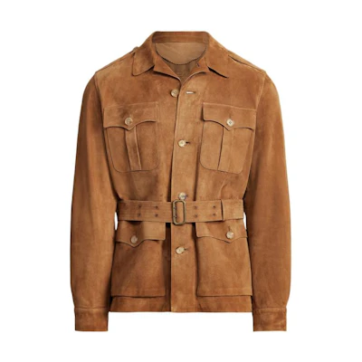 Ralph Lauren SS22 Suede Belted Cashmere Jacket Khaki MNPLSPC27620215