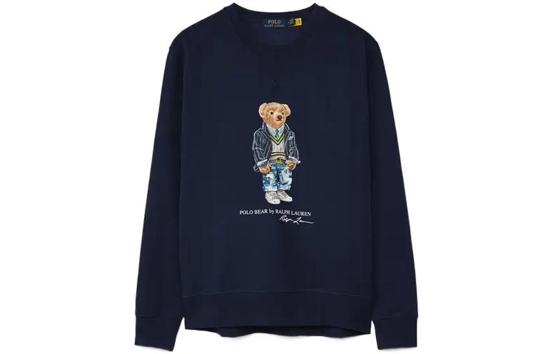 Ralph Lauren SS22 Teddy Bear Print Blue Long Sleeve Sweatshirt 710853308-011