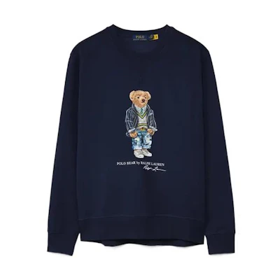 Ralph Lauren SS22 Teddy Bear Print Blue Long Sleeve Sweatshirt 710853308-011