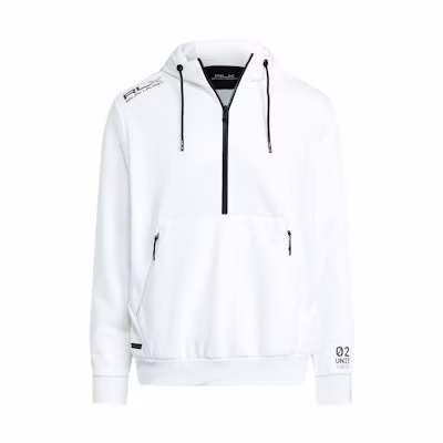 Ralph Lauren SS22 White Half-Zip Pullover Hoodie with Logo Print for Men MNRXKNI16820020-100