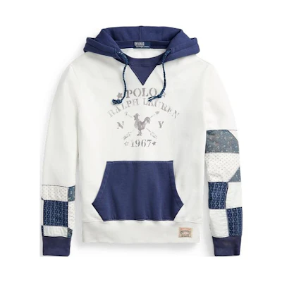Ralph Lauren SS22 White Logo Vintage Fleece Pullover Hoodie MNPOKNI16822118-100