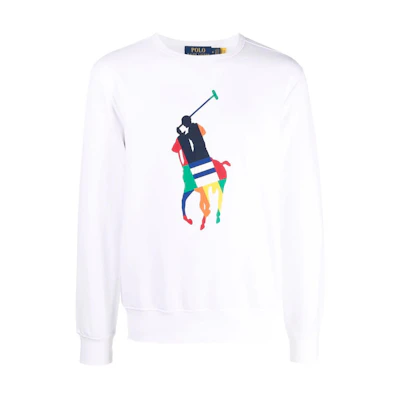 Ralph Lauren SS22 White Printed Crewneck Long Sleeve Sweatshirt Mens 710845188-001