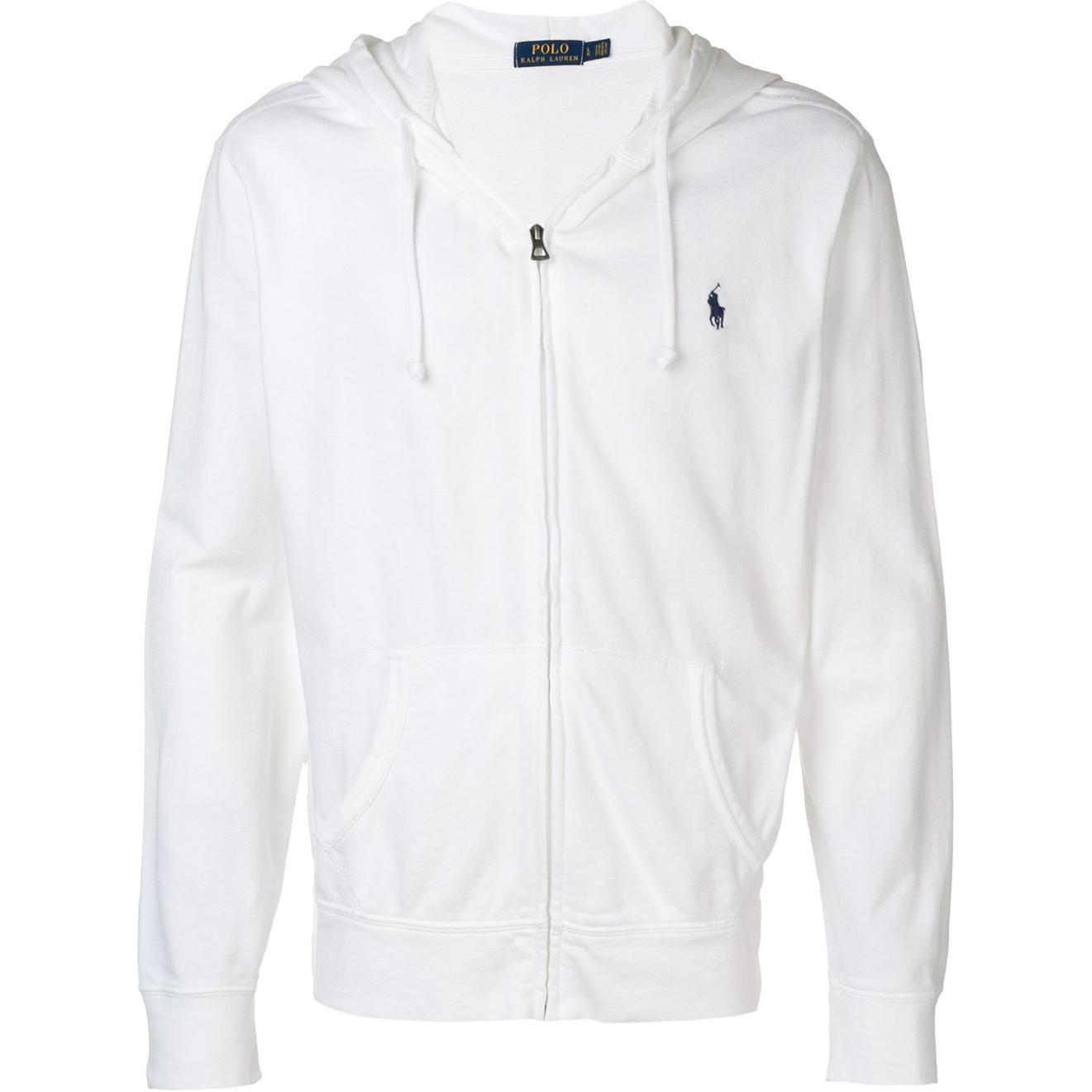 Ralph Lauren SS22 White Solid Zip-Up Hoodie Jacket 710706348-002