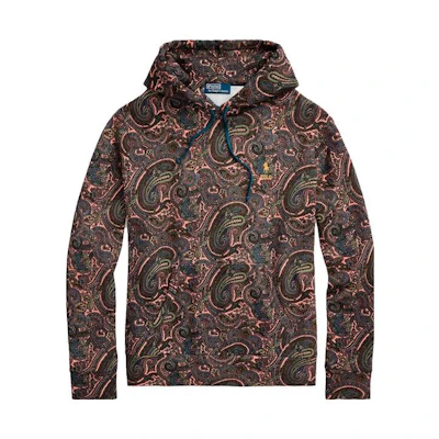 Ralph Lauren SS23 All-Over Print Drawstring Hoodie - Dark Brown 710880817-001