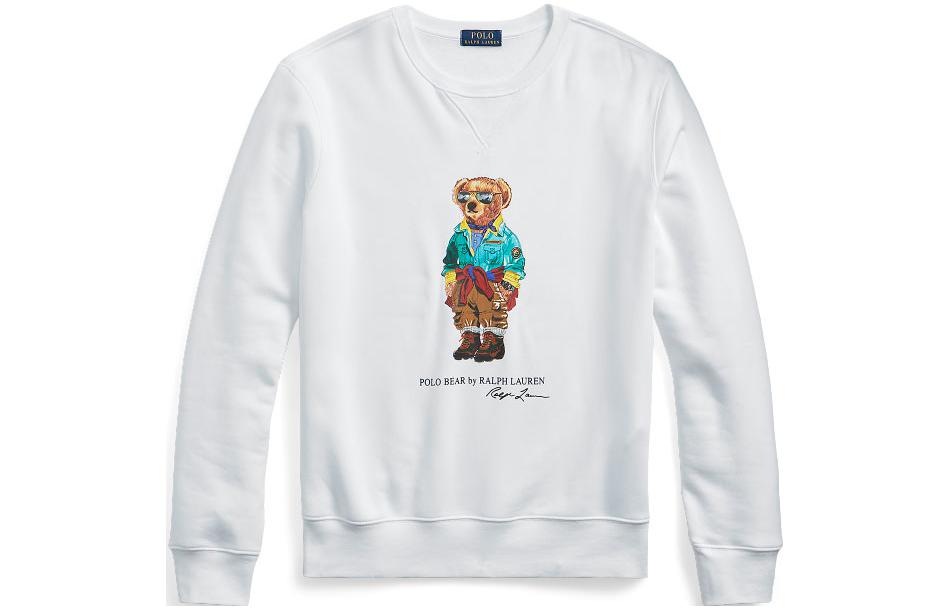 Ralph Lauren SS23 Bear Fleece Crewneck Pullover Sweatshirt White MNPOKNI16822719-100