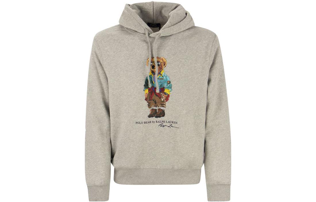 Ralph Lauren SS23 Bear Logo Print Pullover Hoodie Gray 710853309-021