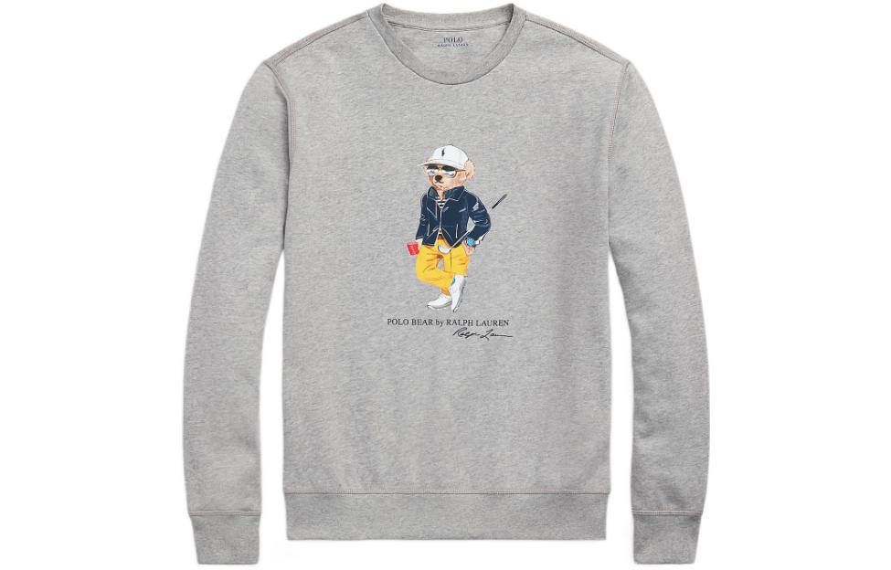 Ralph Lauren SS23 Bear Print Crewneck Sweatshirt Grey MNPOKNI16822800-020