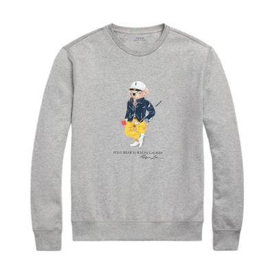 Ralph Lauren SS23 Bear Print Crewneck Sweatshirt Grey MNPOKNI16822800-020
