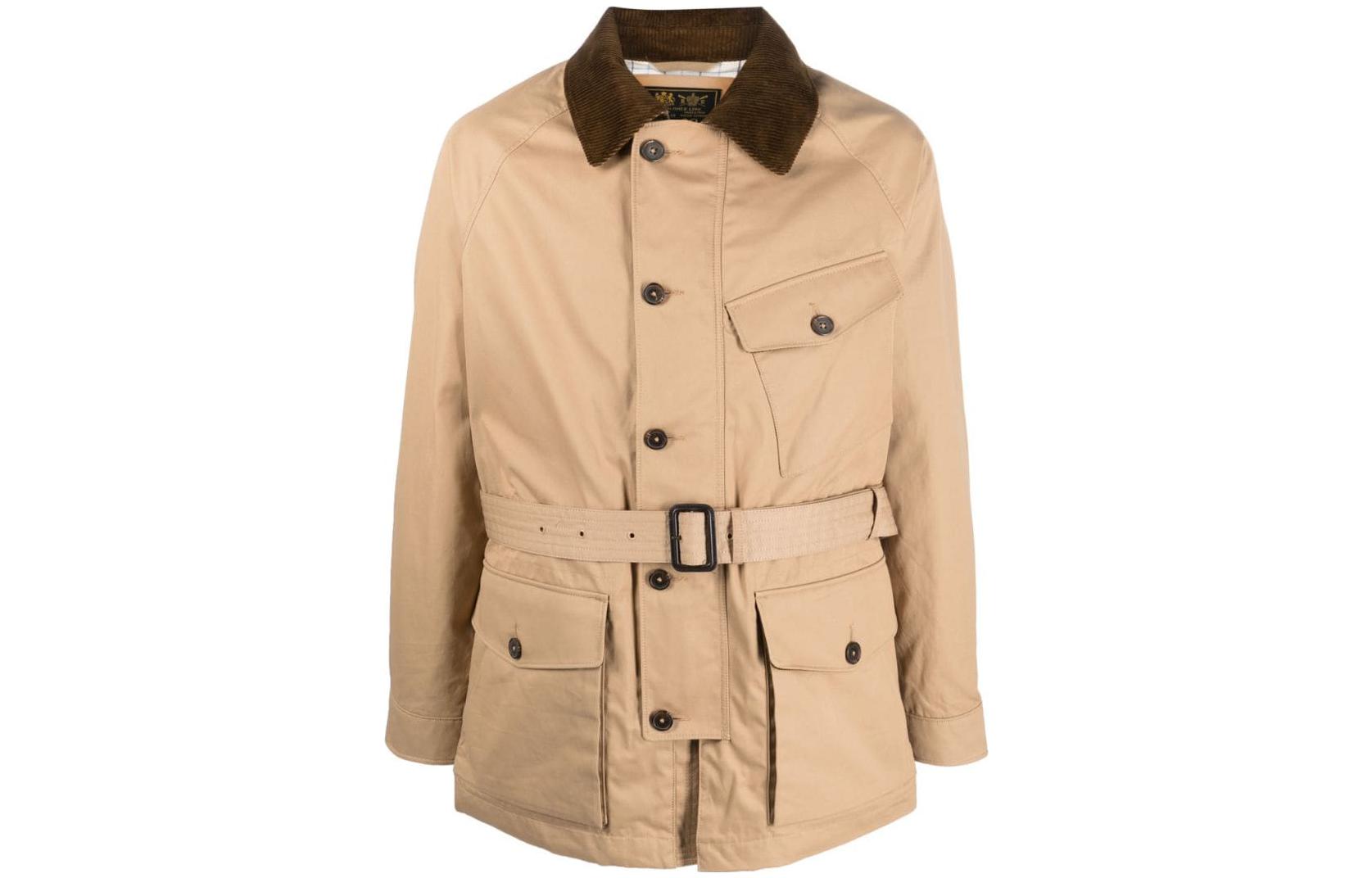 Ralph Lauren SS23 Beige Belted Long-Sleeve Jacket with Patch Pockets 710898327-001