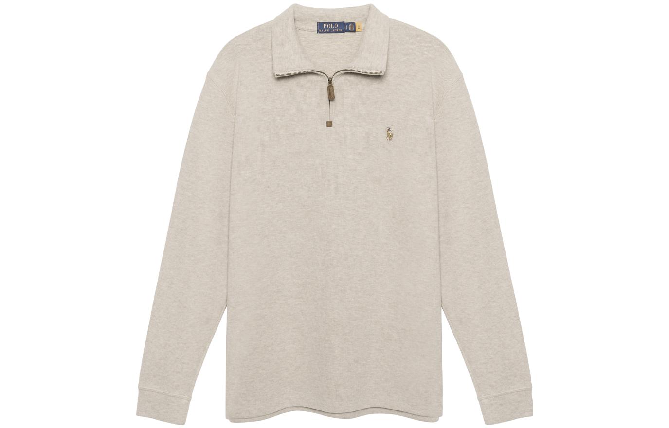 Ralph Lauren SS23 Beige Half-Zip Logo Embroidered Sweatshirt 710857073-007