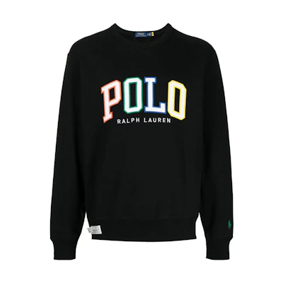 Ralph Lauren SS23 Black Crewneck Sweatshirt with Logo Print 710890191-001