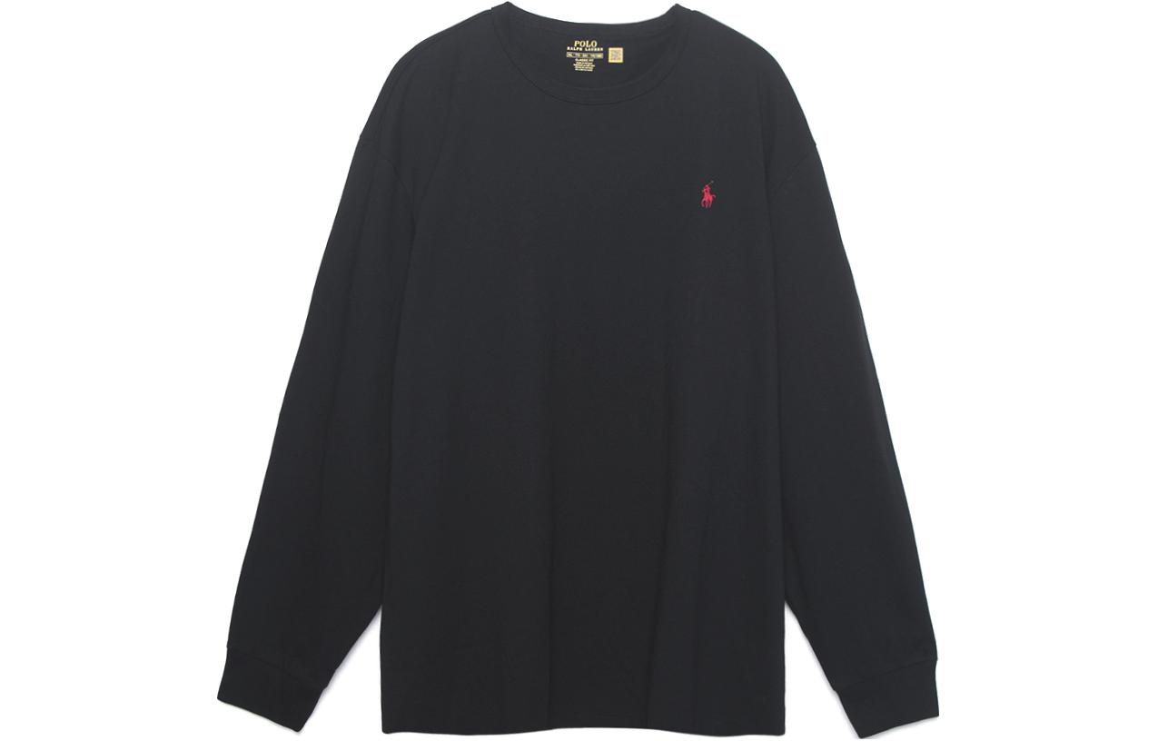 Ralph Lauren SS23 Black Embroidered Logo Crewneck Sweatshirt Men’s Long Sleeve 710842632-001