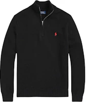 Ralph Lauren SS23 Black Half-Zip Pullover Sweatshirt with Logo Embroidery 710859939003-003 Ralph Lauren SS23 Black Half-Zip Pullover Sweatshirt with Logo Embroidery 710859939003-003