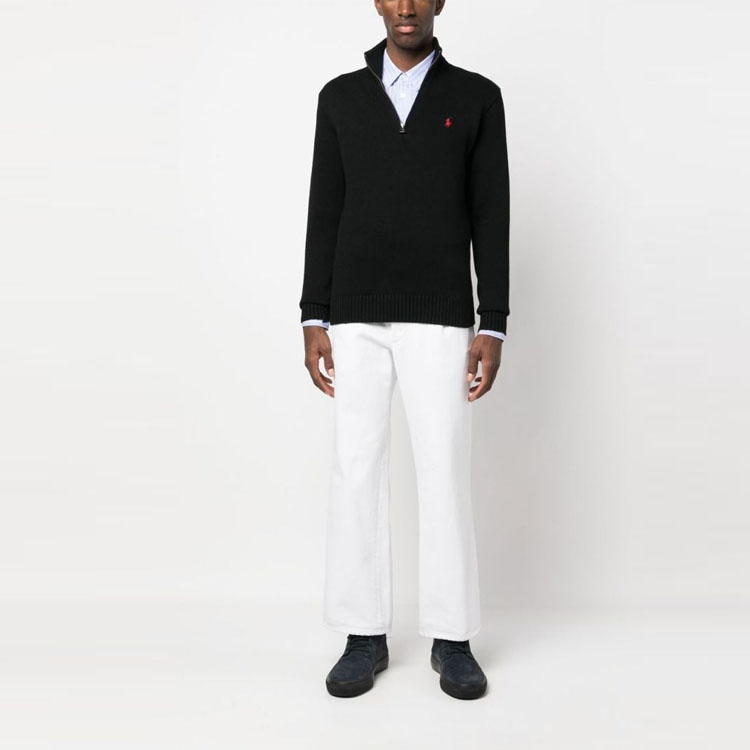 Lookbook ラルフローレン SS23 ブラック ハーフジップ ロゴ刺繍スウェットシャツ 710859939003-003