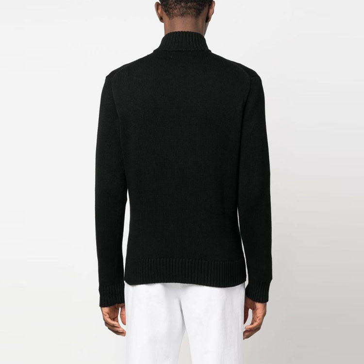 Shop ラルフローレン SS23 ブラック ハーフジップ ロゴ刺繍スウェットシャツ 710859939003-003