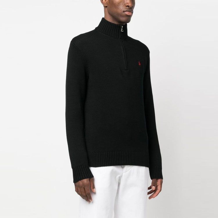 Purchase ラルフローレン SS23 ブラック ハーフジップ ロゴ刺繍スウェットシャツ 710859939003-003