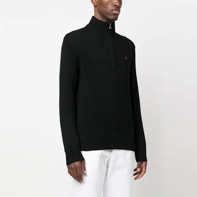 ラルフローレン SS23 ブラック ハーフジップ ロゴ刺繍スウェットシャツ 710859939003-003 Purchase ラルフローレン SS23 ブラック ハーフジップ ロゴ刺繍スウェットシャツ 710859939003-003