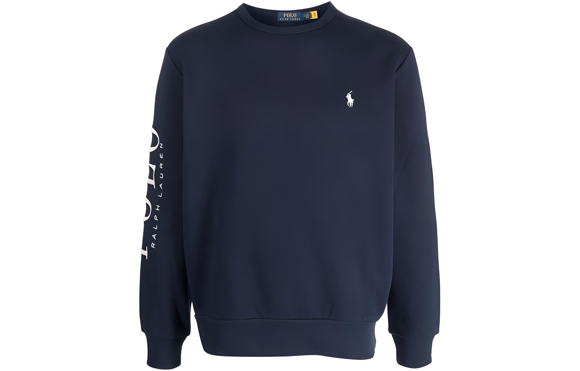 Ralph Lauren SS23 Blue Crewneck Pullover Sweatshirt with Logo Embroidery - Men 710860830-001