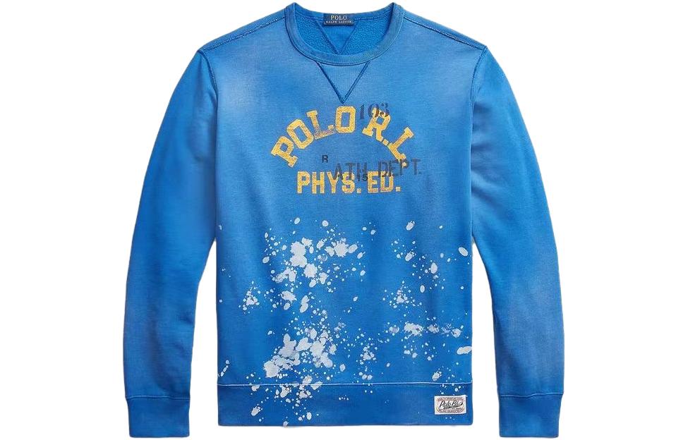 Ralph Lauren SS23 Blue Crewneck Sweatshirt with Letter Print 710905373-001