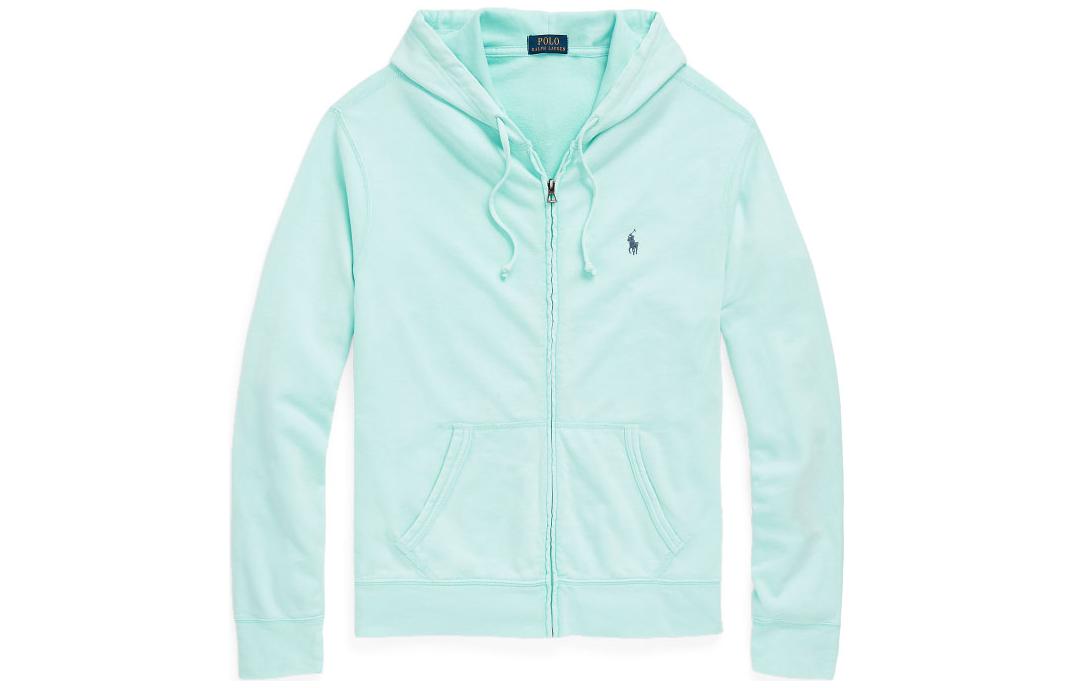 Ralph Lauren SS23 Blue Hoodie with Logo Embroidery and Zip MNPOKNI16822892-440