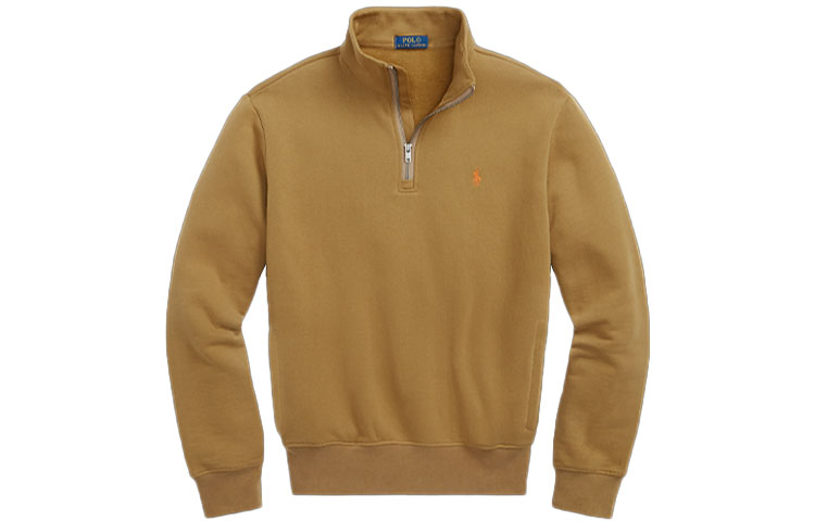 Ralph Lauren SS23 Brown Half-Zip Logo Embroidered Sweatshirt Menswear MNPOKNI16822723-250