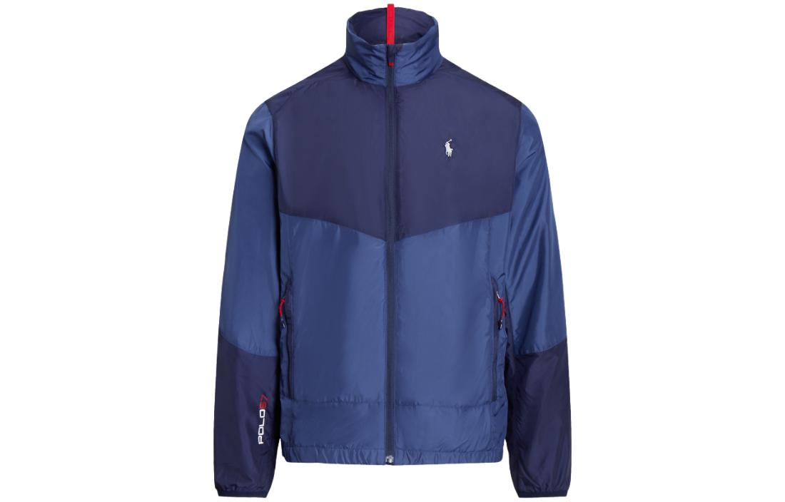 Ralph Lauren SS23 Color-block Embroidered Logo Hoodie Jacket Navy Blue Mens MNPOOTW16021082-999