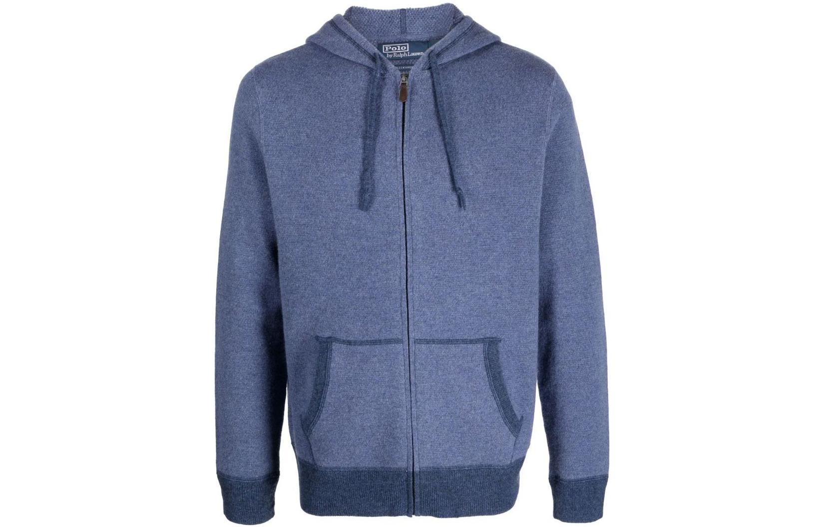 Ralph Lauren SS23 Color Block Hooded Zip Hoodie Blue 710908048-001