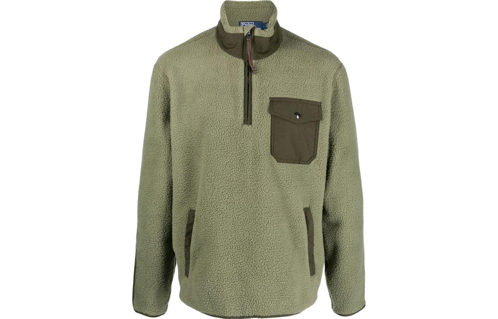 Ralph Lauren SS23 Colorblock Fleece Half-Zip Pullover Green Sweatshirt 710858520-004