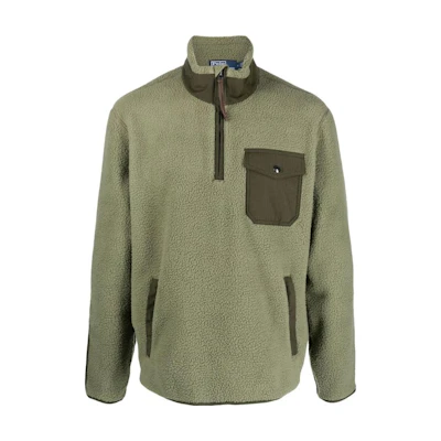 Ralph Lauren SS23 Colorblock Fleece Half-Zip Pullover Green Sweatshirt 710858520-004