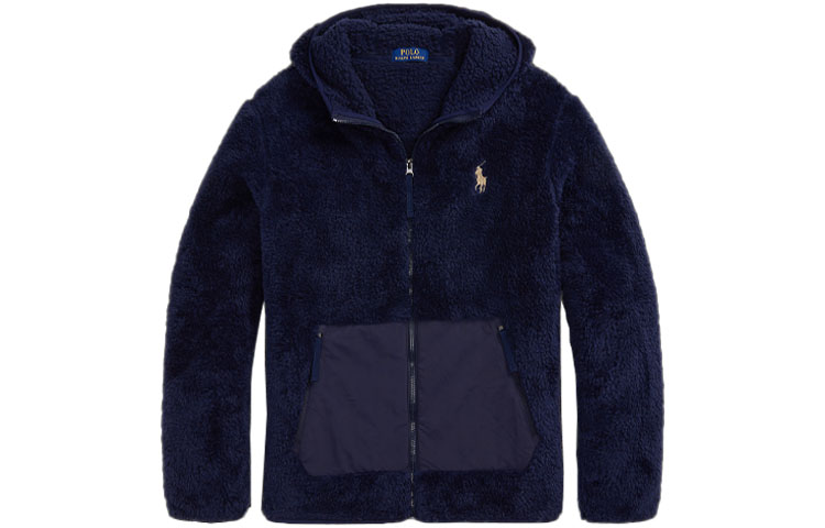 Ralph Lauren SS23 Colorblock Fleece Zip Hoodie Jacket Blue MNPOKNI16822520-410
