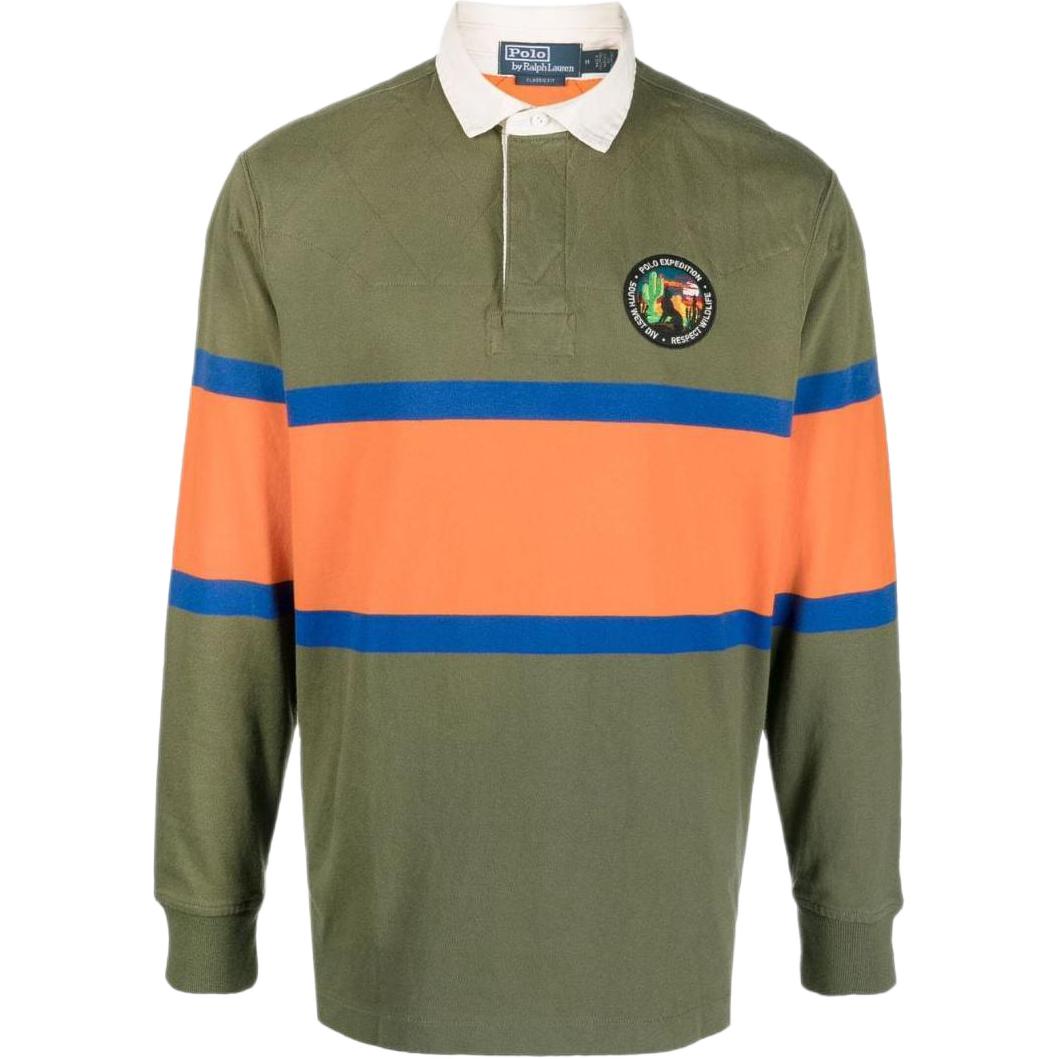 Ralph Lauren SS23 Colorblock Logo Half-Button Polo Sweatshirt Green Men 710890957-001