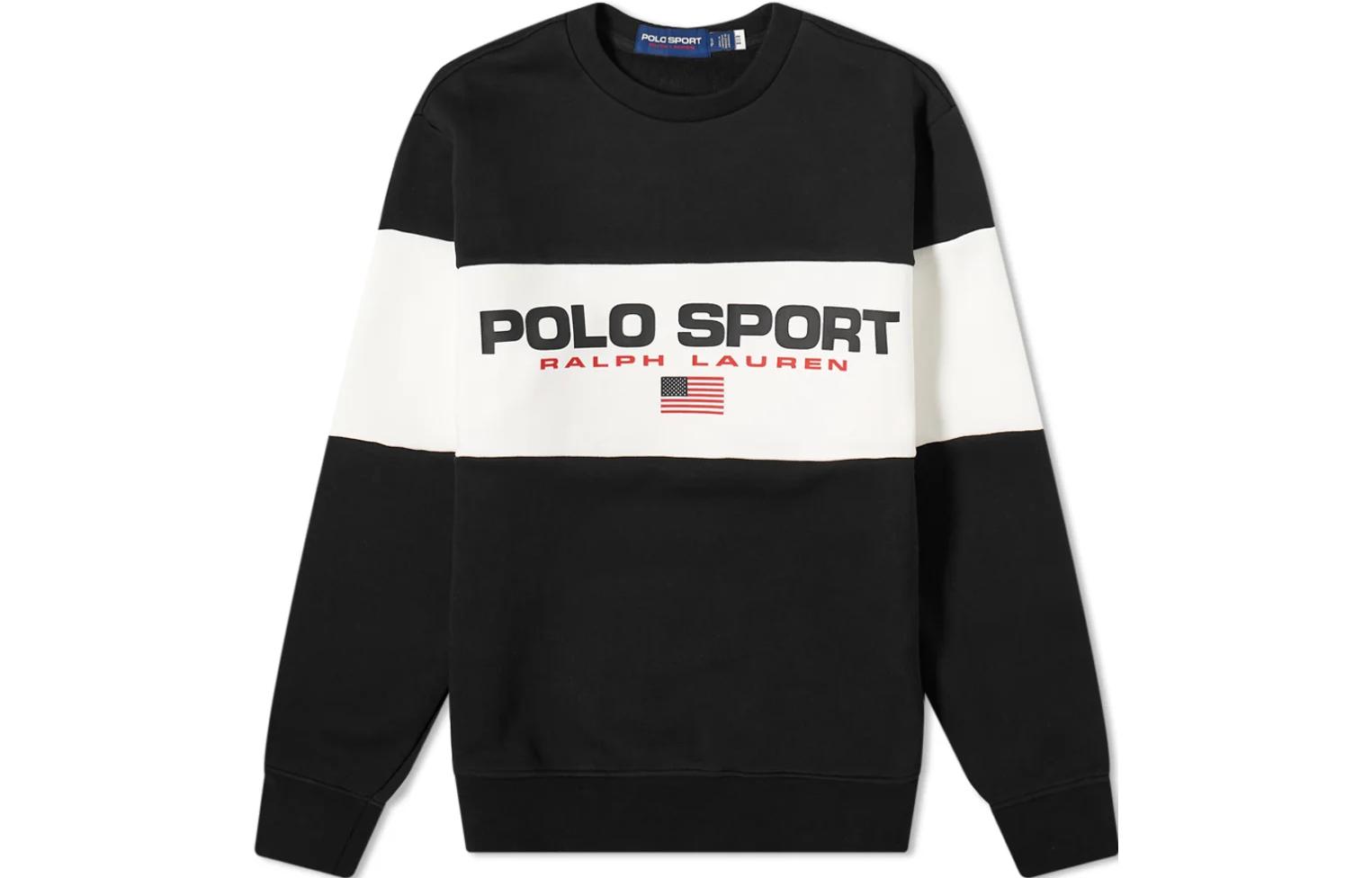 Ralph Lauren SS23 Colorblock Logo Print Crewneck Black Sweatshirt 710836763-003