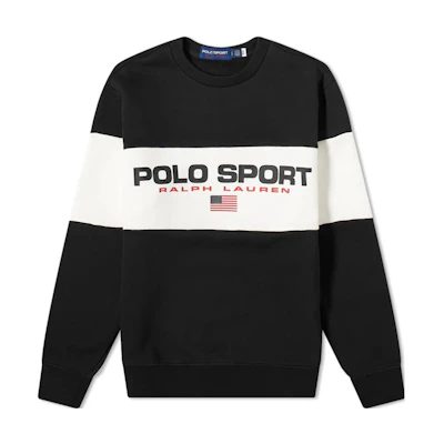 Ralph Lauren SS23 Colorblock Logo Print Crewneck Black Sweatshirt 710836763-003