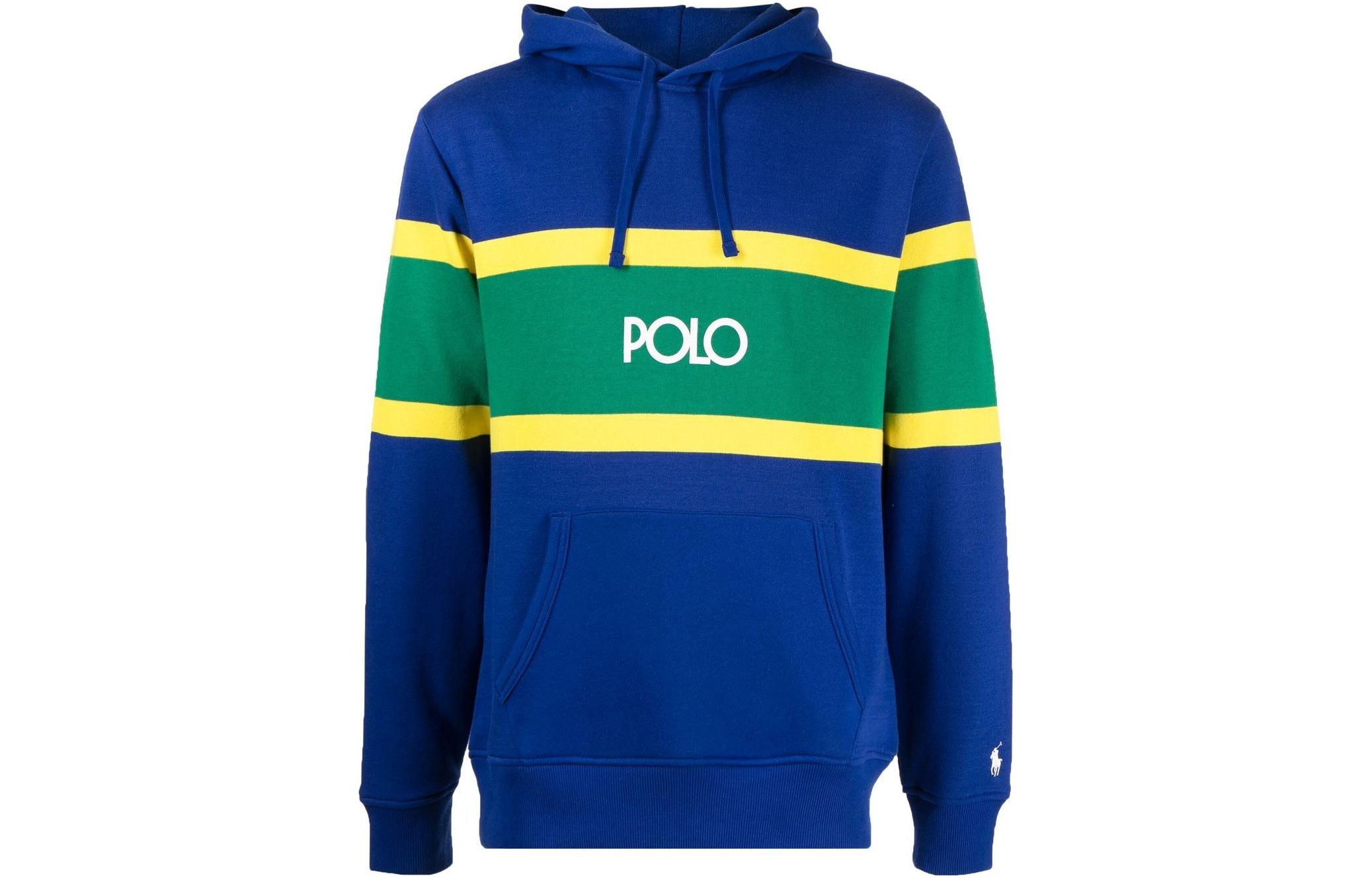 Ralph Lauren SS23 Colorblock Logo Print Hoodie Blue 710901572-001
