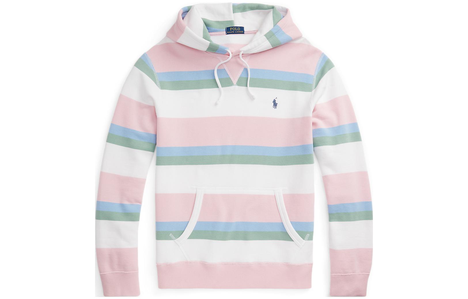 Ralph Lauren SS23 Colorblock Striped Logo Embroidered Drawstring Hoodie Multicolor MNPOKNI16822898-680