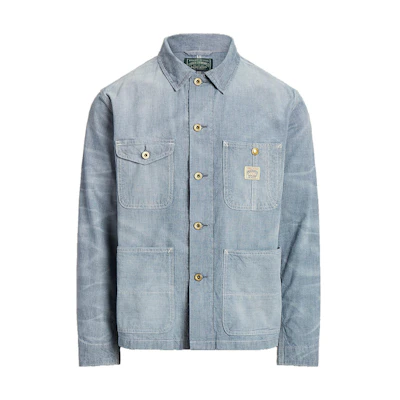 Ralph Lauren SS23 Denim Jacket with Chest Pocket - Washed Blue MNPOOTW16021086-400