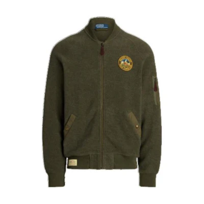 Ralph Lauren SS23 Embroidered Fleece Aviator Jacket Men’s Military Green MNPOKNI16822673-300