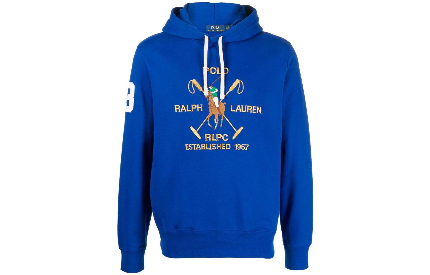Ralph Lauren SS23 Embroidered Logo Drawstring Hoodie Blue 710900617-002