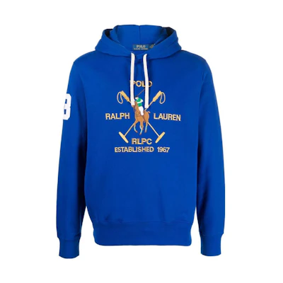 Ralph Lauren SS23 Embroidered Logo Drawstring Hoodie Blue 710900617-002