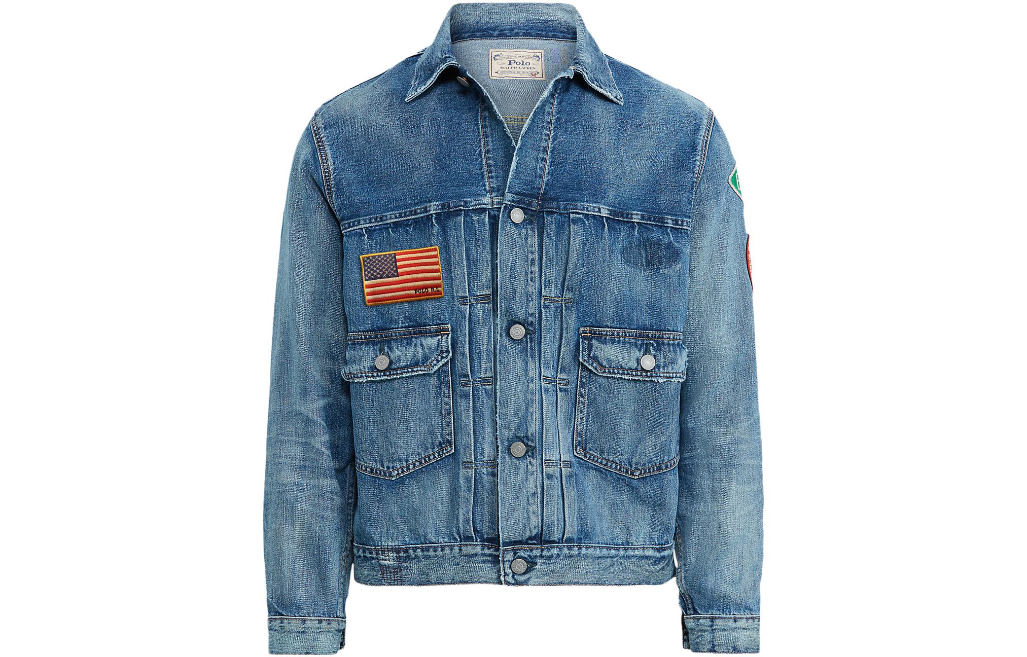 Ralph Lauren SS23 Flag Patch Multi-Pocket Denim Jacket Men’s Denim Blue 3553-10001-0173-500