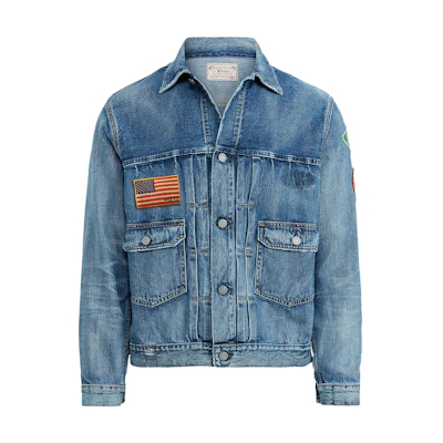 Ralph Lauren SS23 Flag Patch Multi-Pocket Denim Jacket Men’s Denim Blue 3553-10001-0173-500
